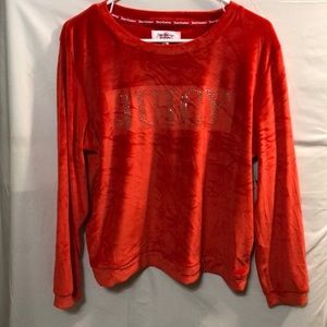 Juicy Couture Red Velour Long Sleeve Jeweled Sleepwear Top